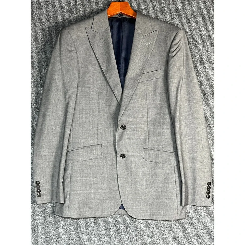 NWT Hardy Amies Savile Row London Men's Grey Wool Blazer Suit Jacket 38R Slim - Picture 1 of 16